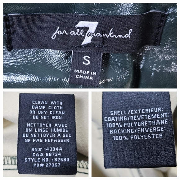 7 For All Mankind Green Faux Leather Flare Pant - Picture 13 of 13